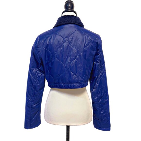 Poster GRL Women Puffer Cropped Jacket Sherpa Collar Streetwear Lightweight Coat - Picture 8 of 12